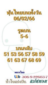 หวยหุ้นวันนี้ 6/2/66ชุดที่3