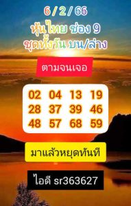 หวยหุ้นวันนี้ 6/2/66ชุดที่9