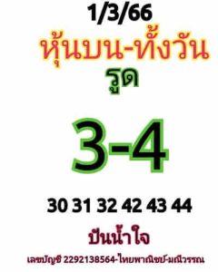 หวยหุ้นวันนี้ 1/3/66 ชุดที่6