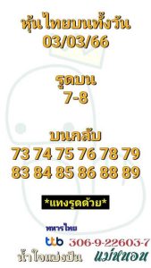 หวยหุ้นวันนี้ 3/3/66 ชุดที่6