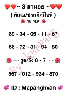 หวยฮานอยวันนี้ 16/5/66 ชุดที่10