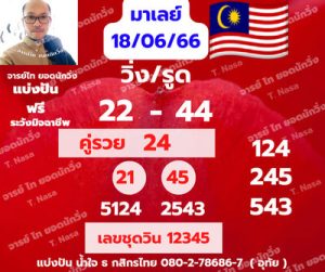 หวยมาเลย์วันนี้18/6/66 ชุดที่10