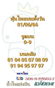 หวยหุ้นวันนี้ 1/6/66 ชุดที่9