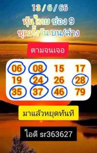 หวยหุ้นวันนี้ 13/6/66 ชุดที่5