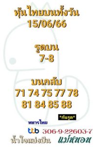 หวยหุ้นวันนี้ 15/6/66 ชุดที่9