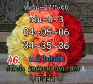 หวยหุ้นวันนี้ 27/6/66 ชุดที่1