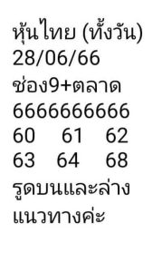 หวยหุ้นวันนี้ 28/6/66 ชุดที่5