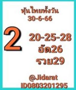 หวยหุ้นวันนี้ 30/6/66 ชุดที่2