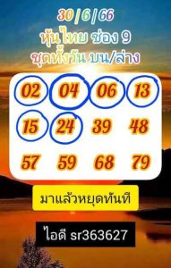 หวยหุ้นวันนี้ 30/6/66 ชุดที่3