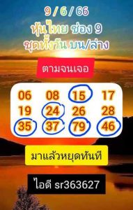 หวยหุ้นวันนี้ 9/6/66 ชุดที่4