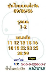 หวยหุ้นวันนี้ 9/6/66 ชุดที่9