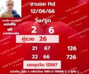 หวยฮานอยวันนี้ 12/6/66 ชุดที่5