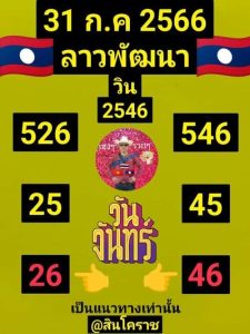 หวยลาววันนี้ 31/7/66 ชุดที่3