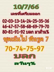 หวยหุ้นวันนี้ 10/7/66 ชุดที่1