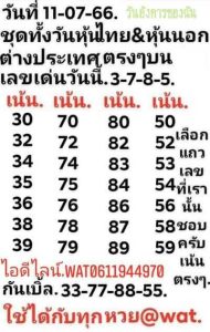 หวยหุ้นวันนี้ 11/7/66 ชุดที่9