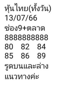 หวยหุ้นวันนี้ 13/7/66 ชุดที่1