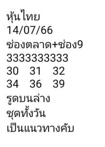 หวยหุ้นวันนี้ 14/7/66 ชุดที่6