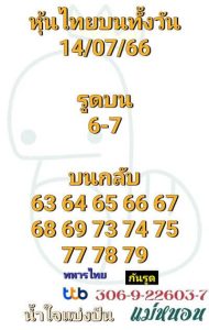 หวยหุ้นวันนี้ 14/7/66 ชุดที่8