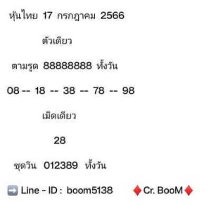 หวยหุ้นวันนี้ 17/7/66 ชุดที่5