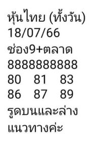 หวยหุ้นวันนี้ 18/7/66 ชุดที่2