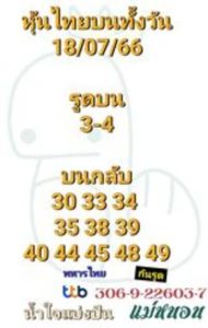 หวยหุ้นวันนี้ 18/7/66 ชุดที่5