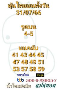 หวยหุ้นวันนี้ 31/7/66 ชุดที่3