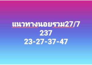 หวยฮานอยวันนี้ 27/7/66 ชุดที่1