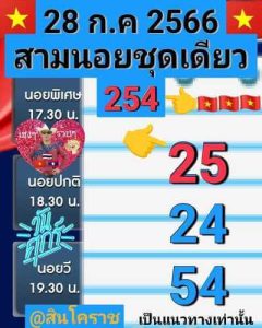 หวยฮานอยวันนี้ 28/7/66 ชุดที่3