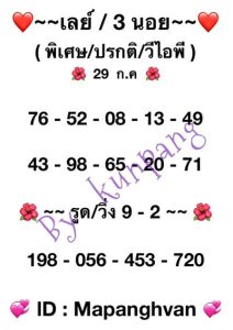 หวยฮานอยวันนี้ 29/7/66 ชุดที่7