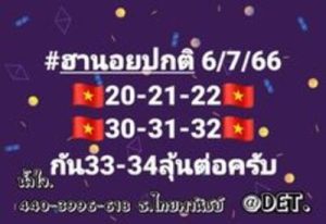 หวยฮานอยวันนี้ 6/7/66 ชุดที่3