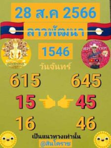 หวยลาววันนี้ 28/8/66 ชุดที่8