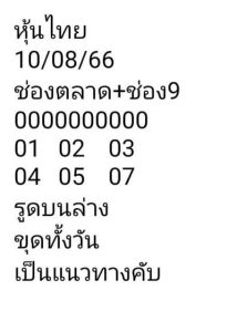 หวยหุ้นวันนี้ 10/8/66 ชุดที่3