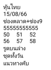 หวยหุ้นวันนี้ 15/8/66 ชุดที่1