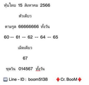 หวยหุ้นวันนี้ 15/8/66 ชุดที่9