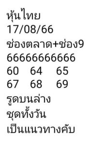 หวยหุ้นวันนี้ 17/8/66 ชุดที่1