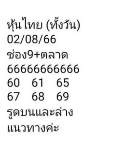 หวยหุ้นวันนี้ 2/8/66 ชุดที่9