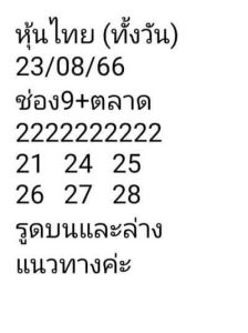 หวยหุ้นวันนี้ 23/8/66 ชุดที่2