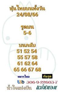 หวยหุ้นวันนี้ 24/8/66 ชุดที่8