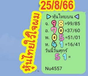 หวยหุ้นวันนี้ 25/8/66 ชุดที่8