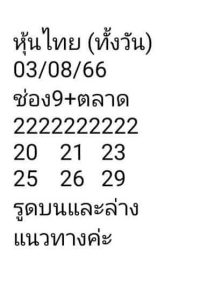 หวยหุ้นวันนี้ 3/8/66 ชุดที่1