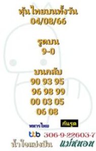 หวยหุ้นวันนี้ 4/8/66 ชุดที่3