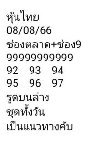 หวยหุ้นวันนี้ 8/8/66 ชุดที่3