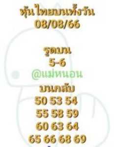 หวยหุ้นวันนี้ 8/8/66 ชุดที่9