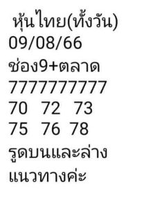 หวยหุ้นวันนี้ 9/8/66 ชุดที่4