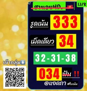 หวยฮานอยวันนี้ 13/8/66 ชุดที่1