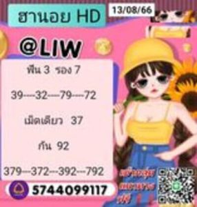 หวยฮานอยวันนี้ 13/8/66 ชุดที่2