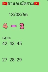 หวยฮานอยวันนี้ 13/8/66 ชุดที่3