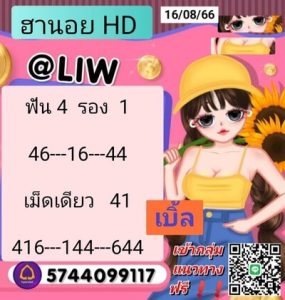 หวยฮานอยวันนี้ 16/8/66 ชุดที่2