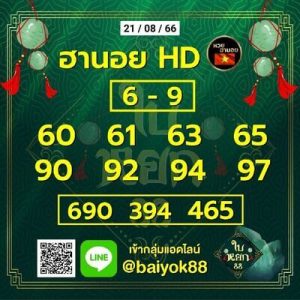 หวยฮานอยวันนี้ 21/8/66 ชุดที่10