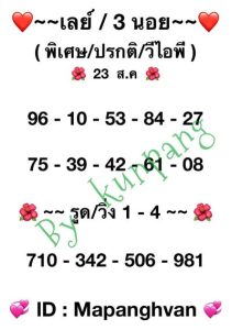 หวยฮานอยวันนี้ 23/8/66 ชุดที่8